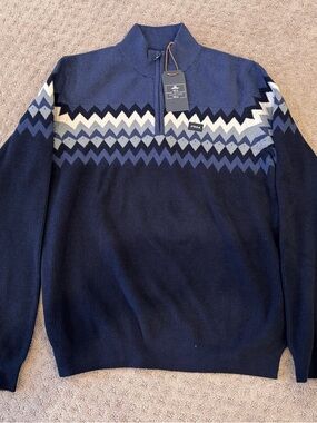 Nza New Zealand 25KN494 half zip sweater classic Navy Men’s Large - New